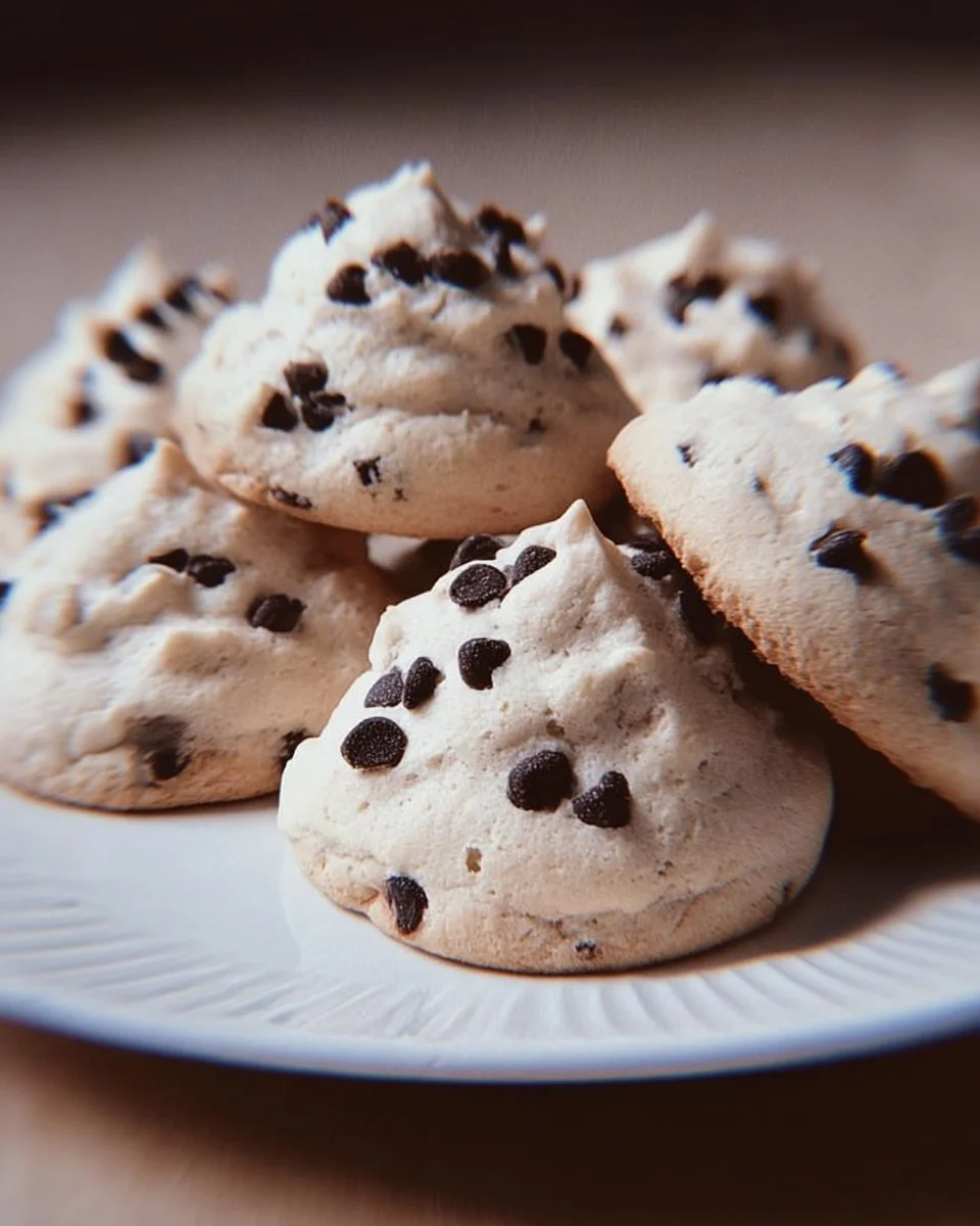 Plate of freshly baked forgotten cookies with a glass of milk