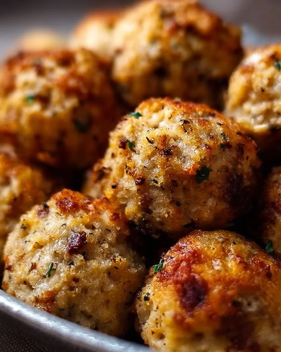 Homemade stuffing balls prepared for a festive meal