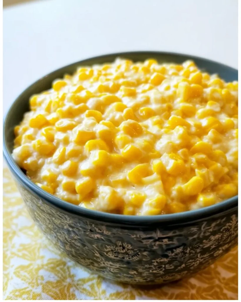 3-ingredient creamed corn dish served in a bowl
