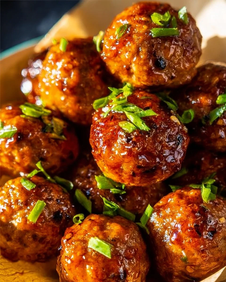 Air Fryer Firecracker Chicken Meatballs served with dipping sauce