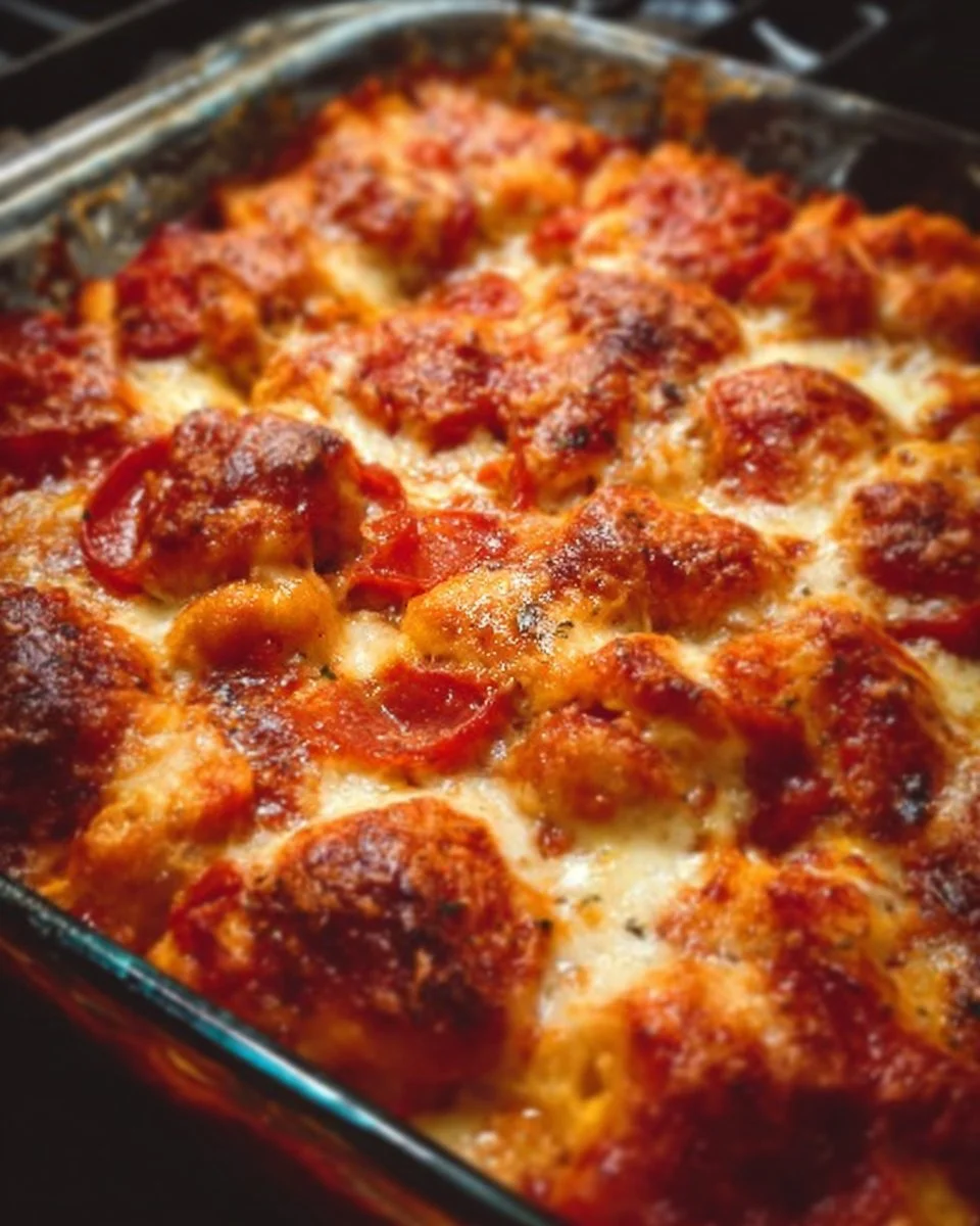 Delicious Bubble Up Pizza Casserole ready to be served.