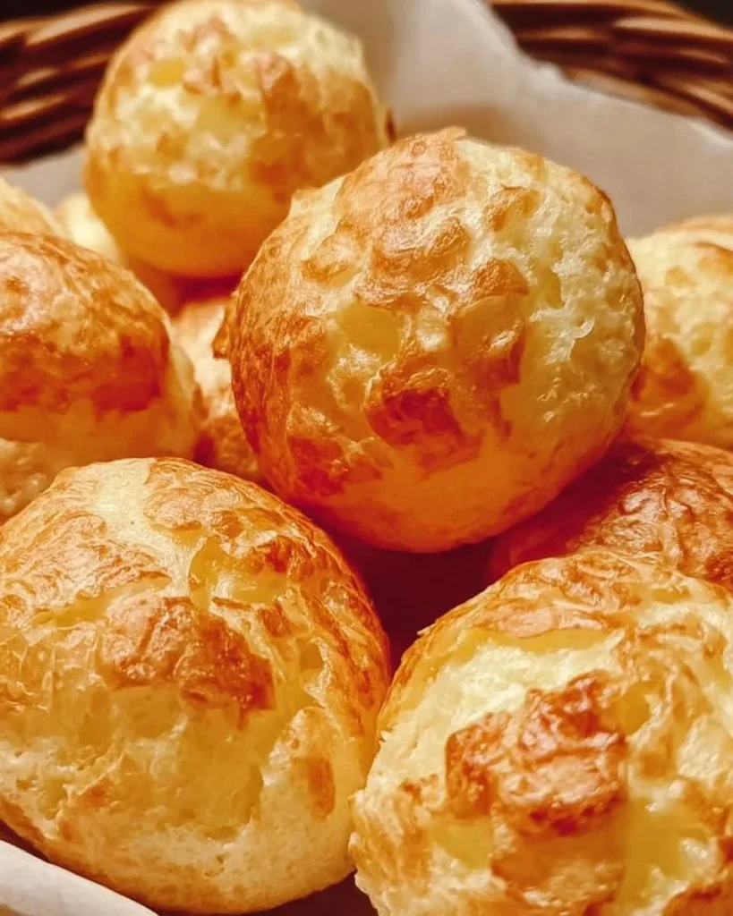Delicious Brazilian cheese bread with gooey cheese melted inside
