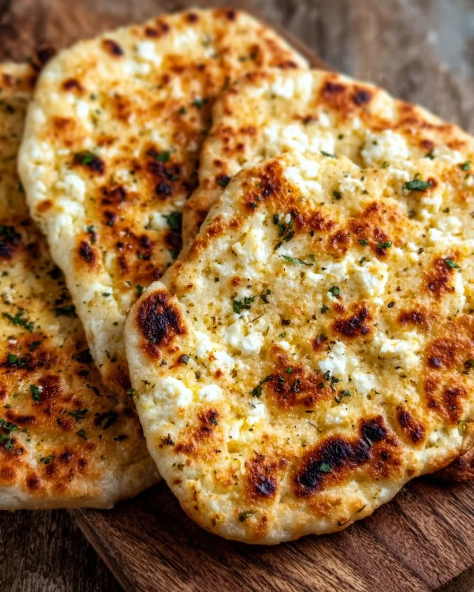 Delicious Cheesy Cottage Cheese Flatbread topped with herbs and spices