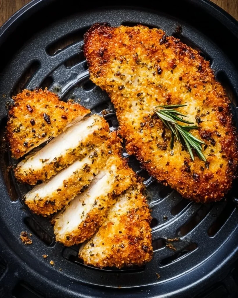 Crispy air fryer breaded chicken breast cooked to perfection
