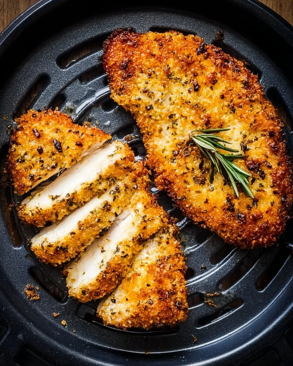 Crispy air fryer breaded chicken breast cooked to perfection
