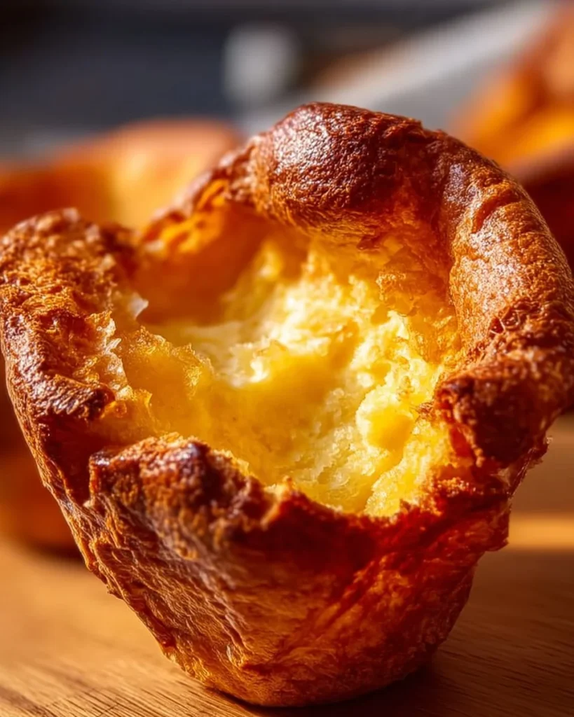 Crispy Yorkshire pudding served alongside a traditional Sunday roast.