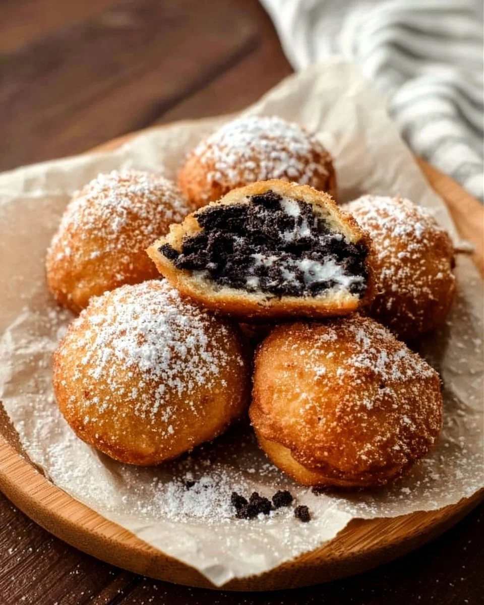 Delicious deep-fried Oreos made in an air fryer, served on a plate.