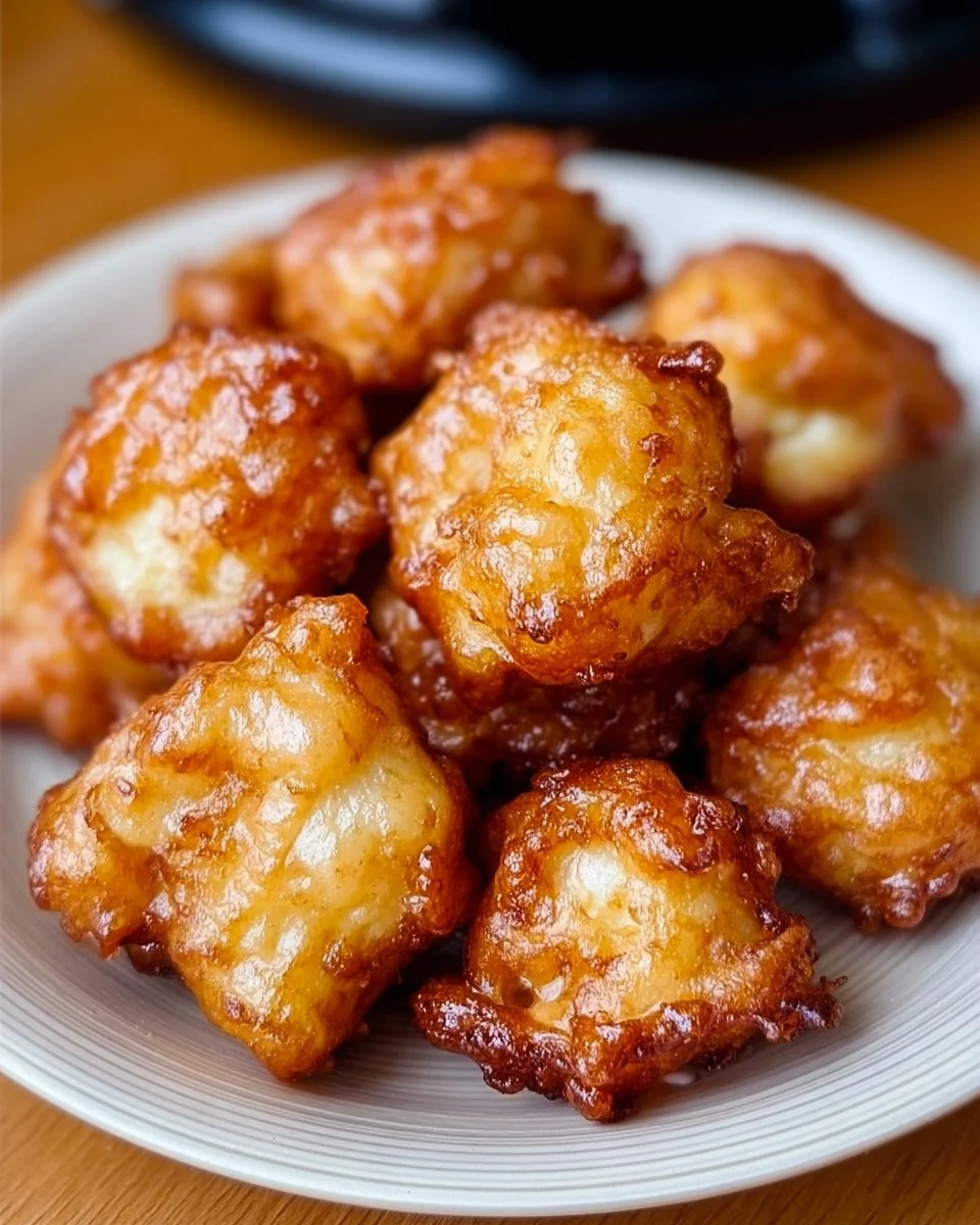 Easy air fryer apple fritters served on a plate with cinnamon sugar
