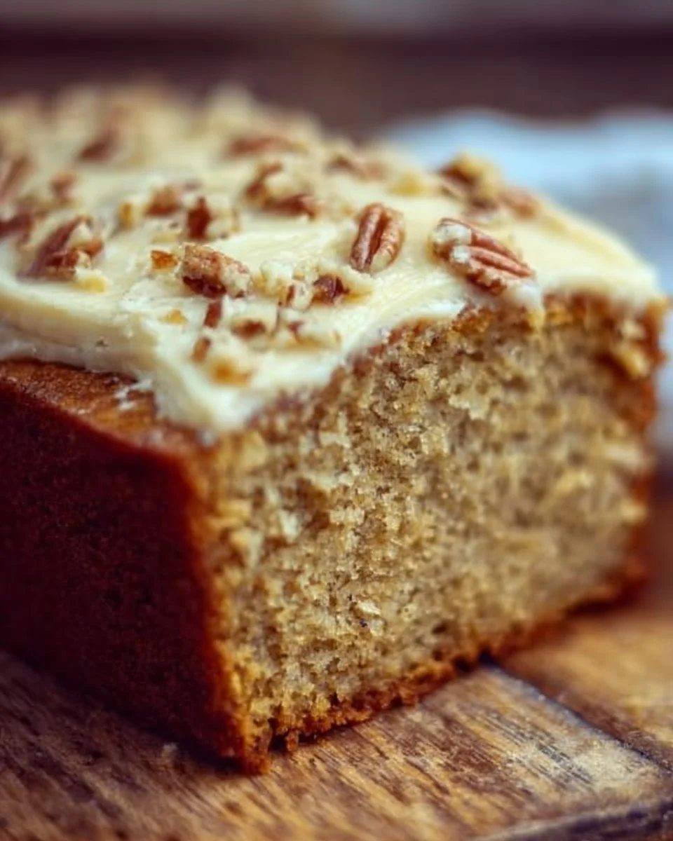 Delicious easy banana cake topped with sliced bananas