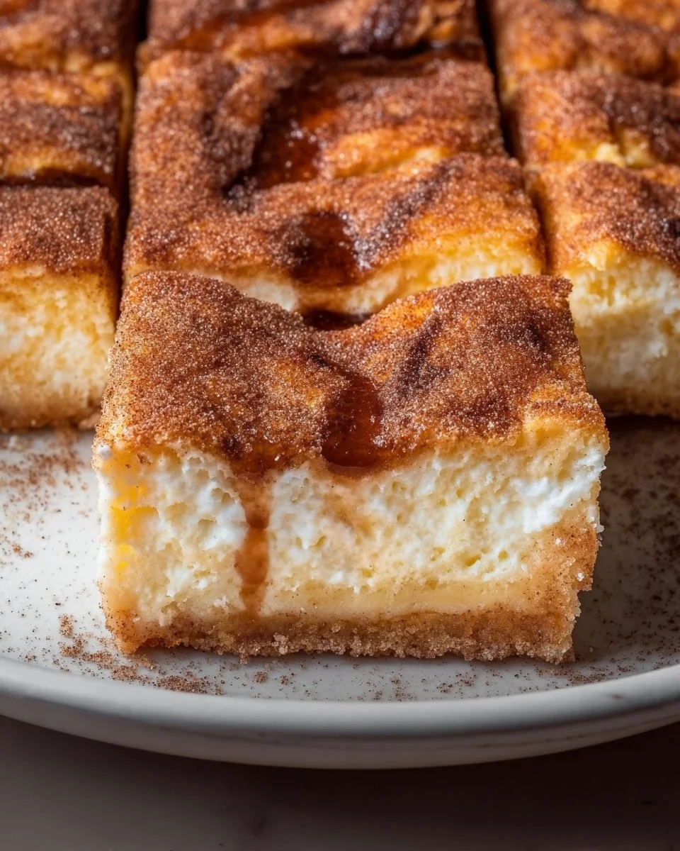 Easy churro cheesecake with creamy filling and cinnamon sugar topping