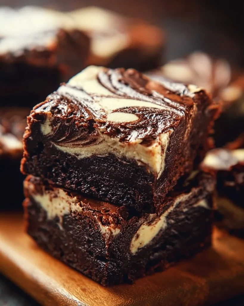 Delicious cream cheese swirled brownies with chocolate and creamy texture
