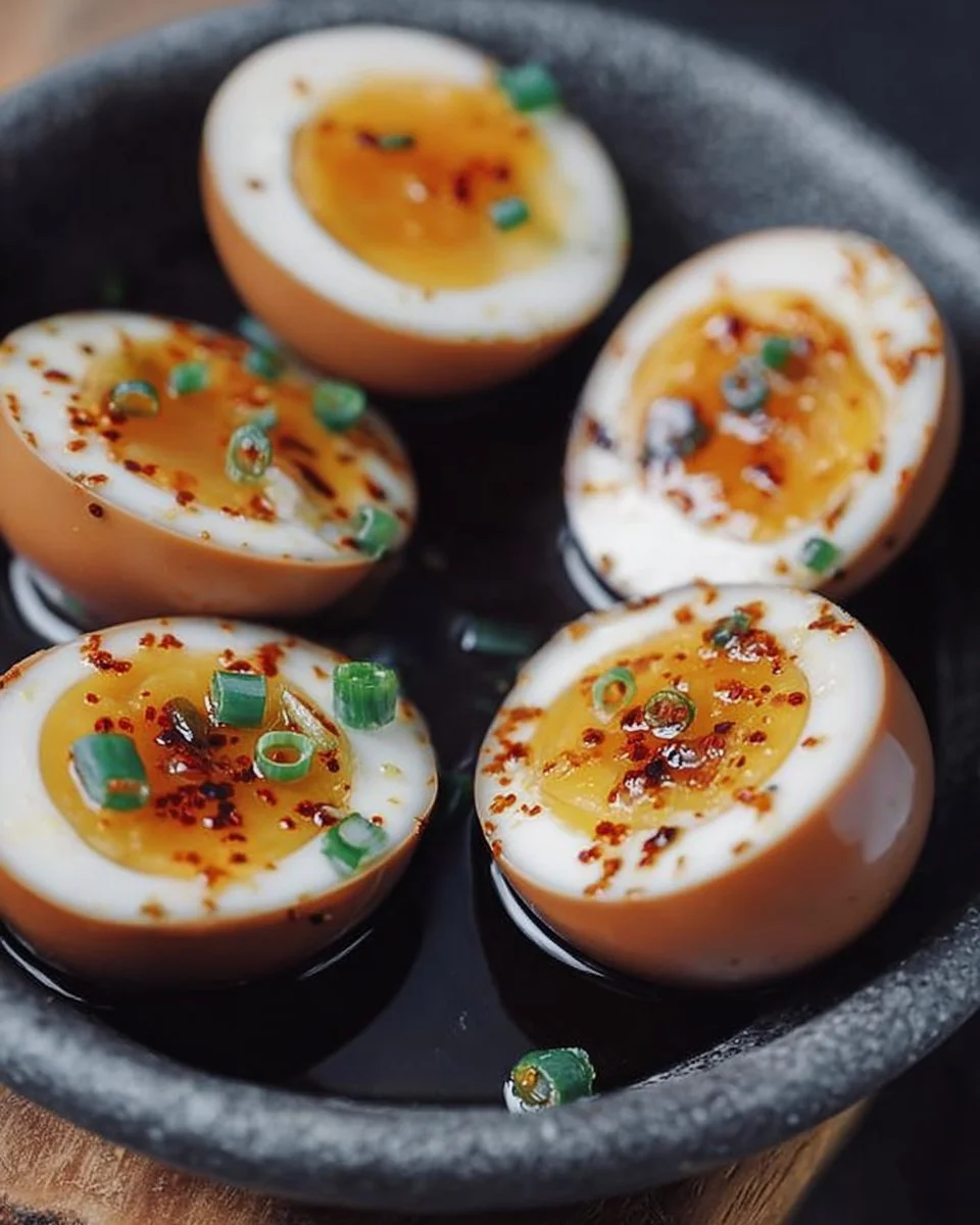 Delicious and easy to make soy sauce eggs in a bowl