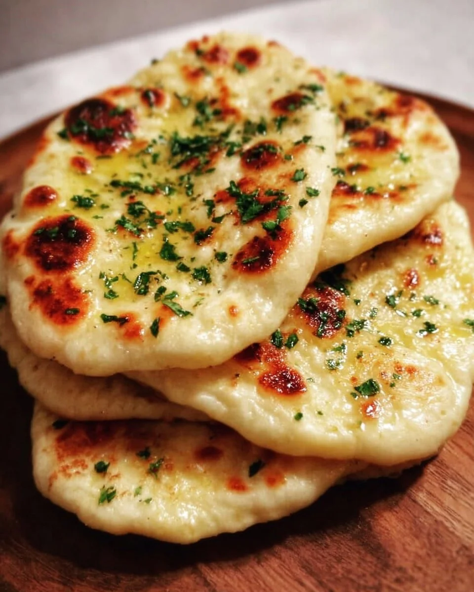 Freshly baked fluffy naan bread served with curry dishes