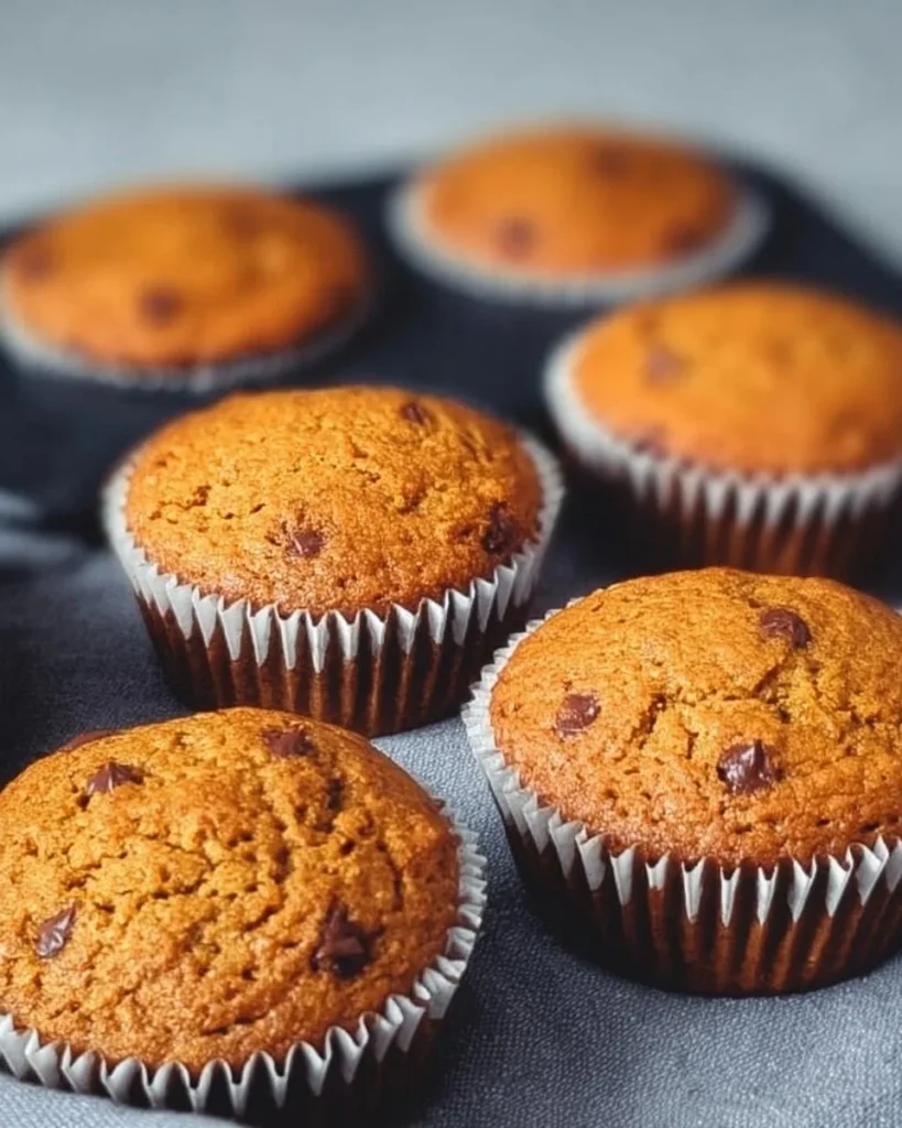 Gluten-free almond flour pumpkin muffins on a rustic table.