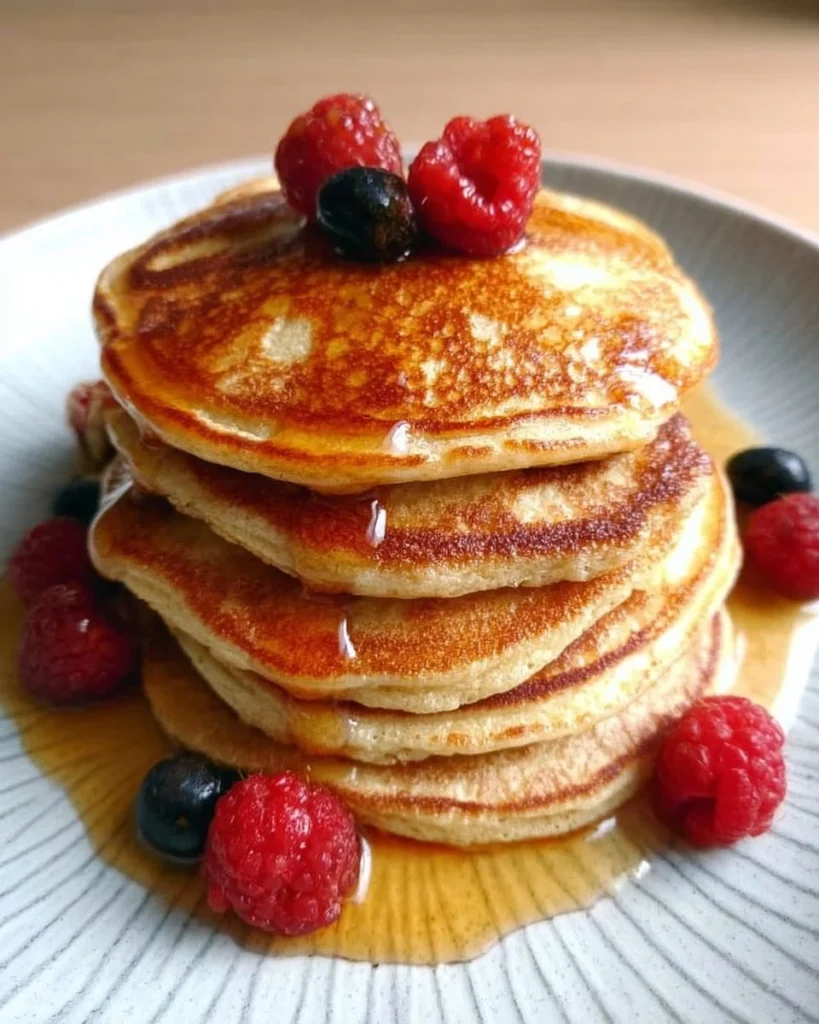 High protein pancakes made with protein powder for a nutritious breakfast.