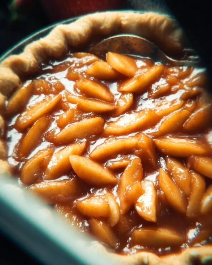 Delicious homemade apple pie filling made from fresh apples and spices.