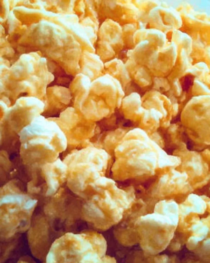 Homemade butter toffee popcorn in a bowl, perfect for snacking.