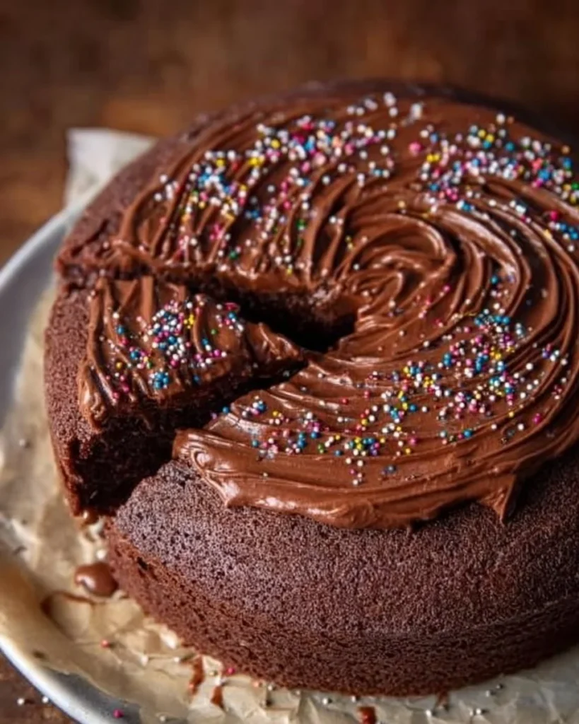 Delicious homemade chocolate cake baked in an air fryer