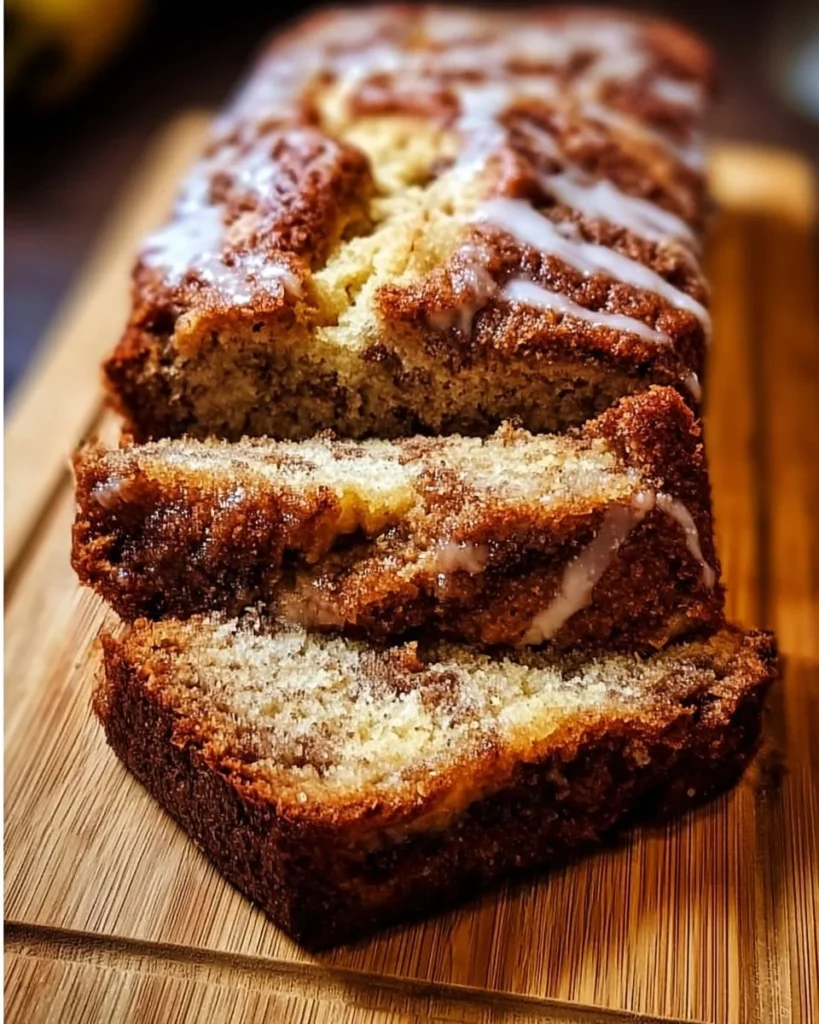Delicious homemade cinnamon swirl banana bread with a golden crust