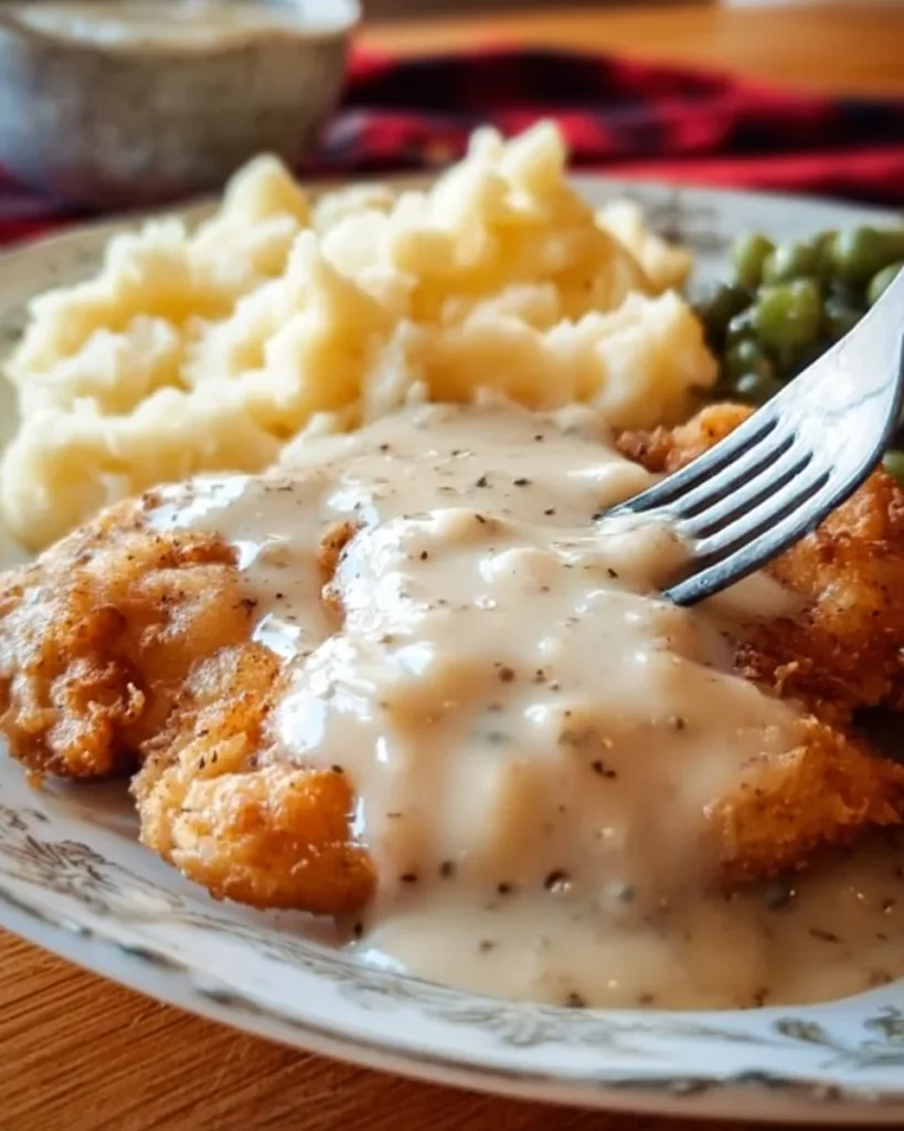 Homemade country gravy served in a bowl, showcasing its creamy texture and rich flavor.