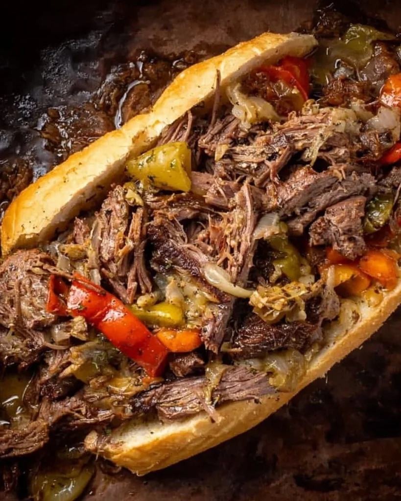 Tender Italian beef sandwich made with a quick recipe