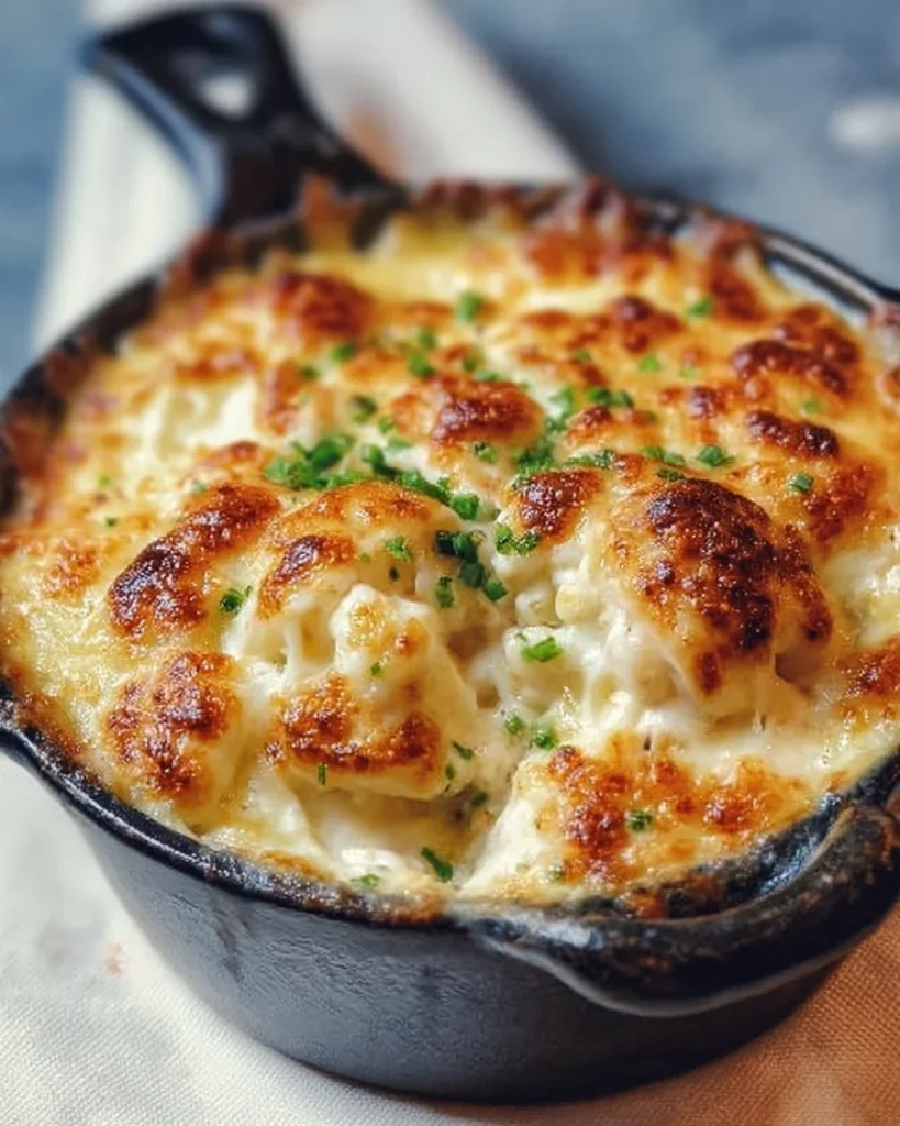 Delicious Jumbo Lump Crab Au Gratin served in a dish