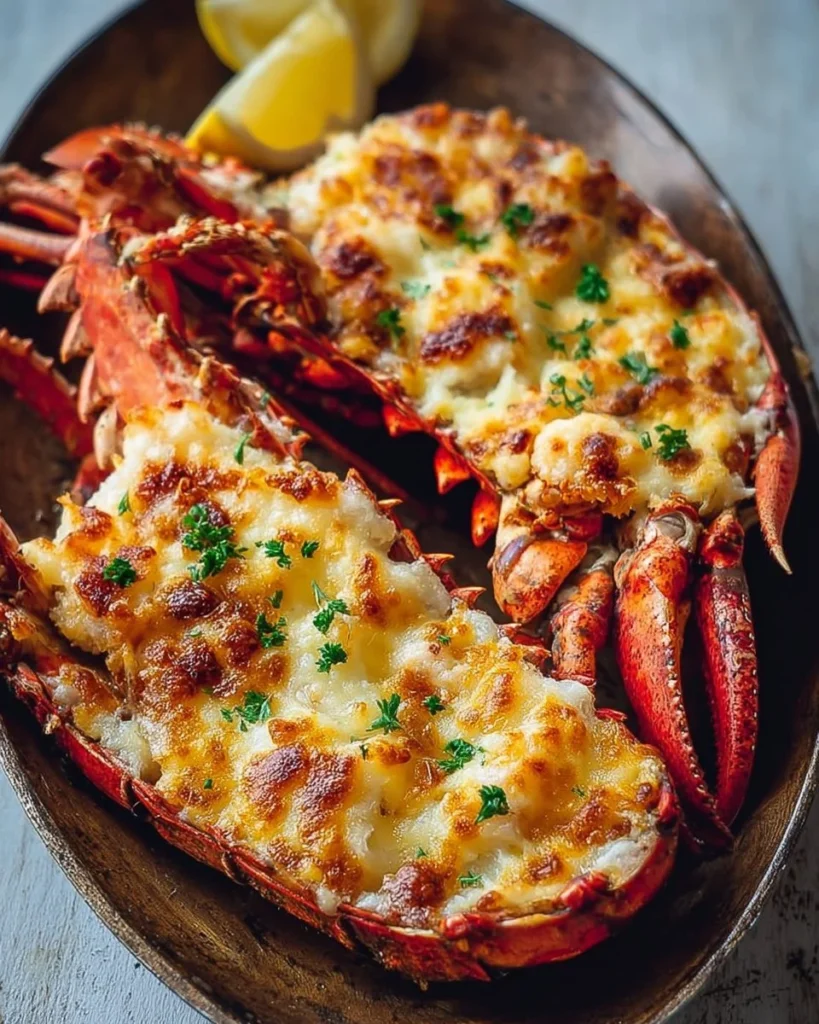 Delicious Lobster Thermidor served in a creamy sauce