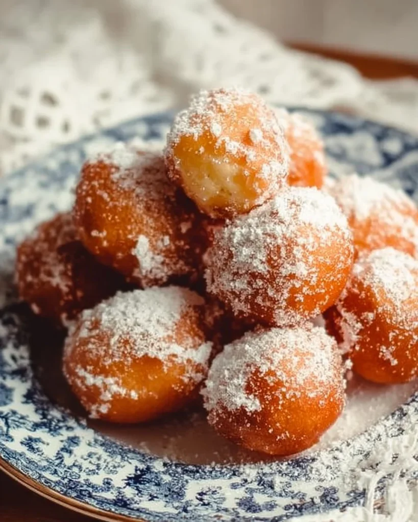Freshly made malasadas dusted with sugar and filled with sweet cream.