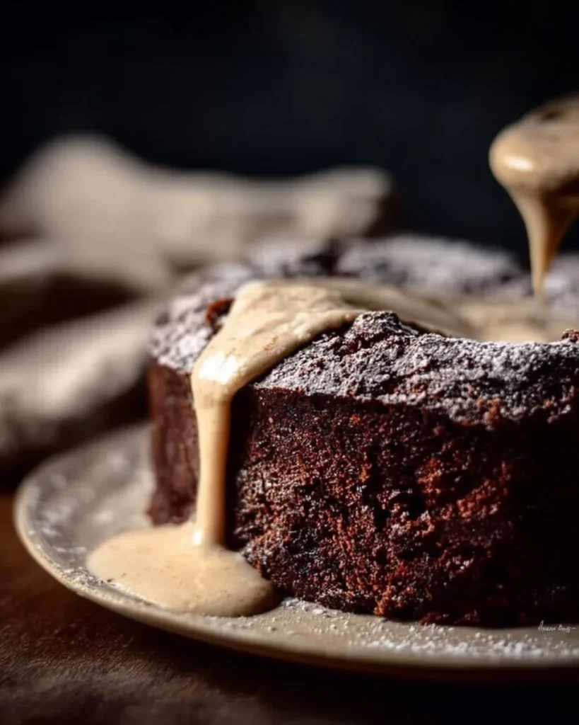 Delicious slice of Mexican chocolate milk cake topped with chocolate frosting