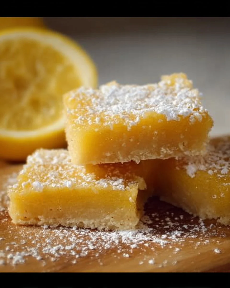 Delicious Meyer Lemon Bars on a plate, drizzled with lemon icing.