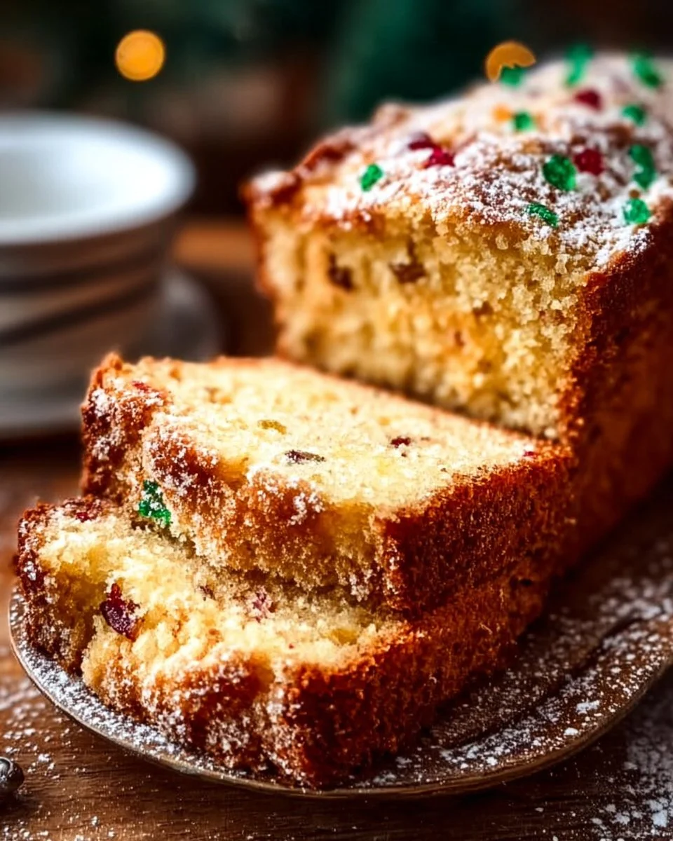 Freshly baked gluten-free eggnog bread slice with festive decorations