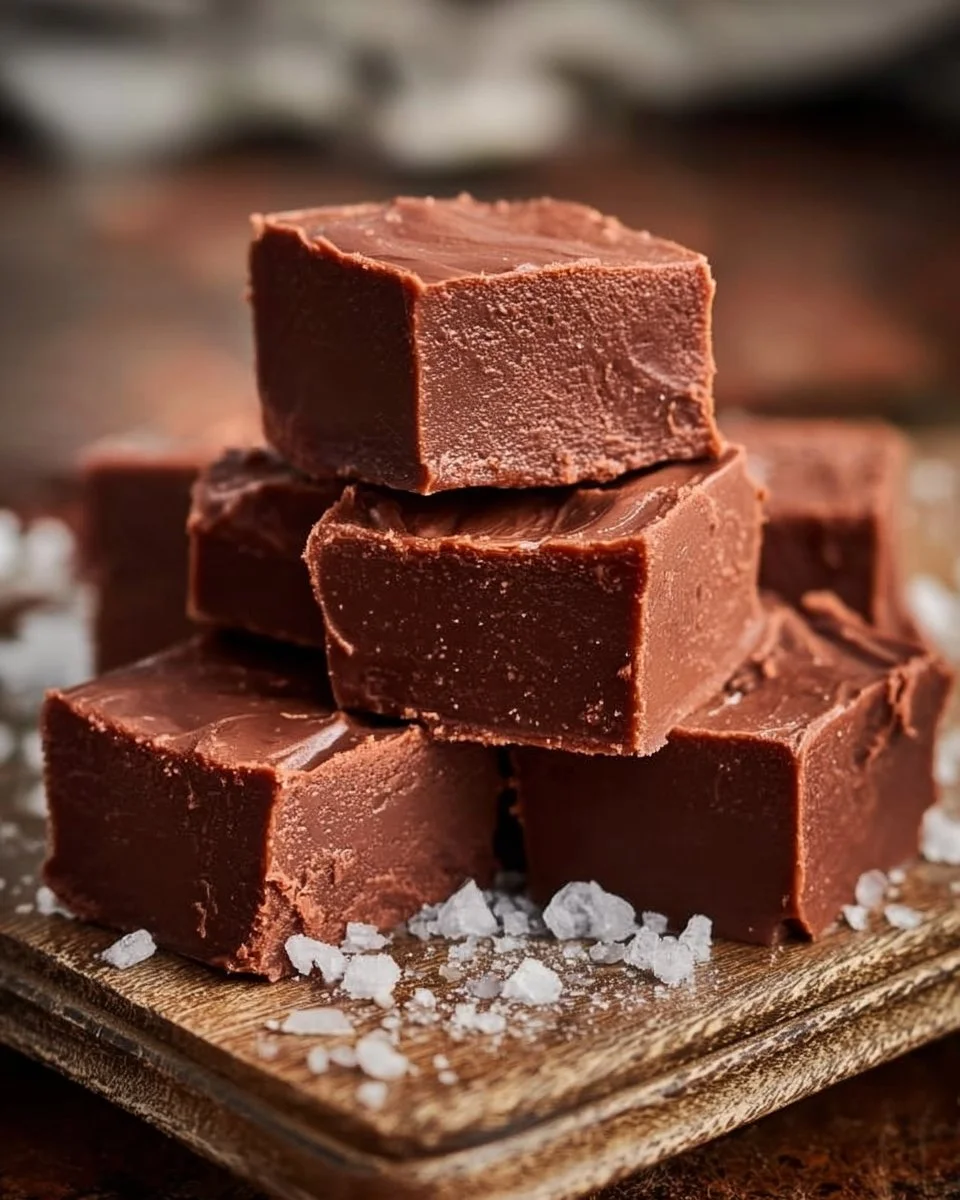 A rich and creamy piece of old-fashioned chocolate fudge on a decorative plate.