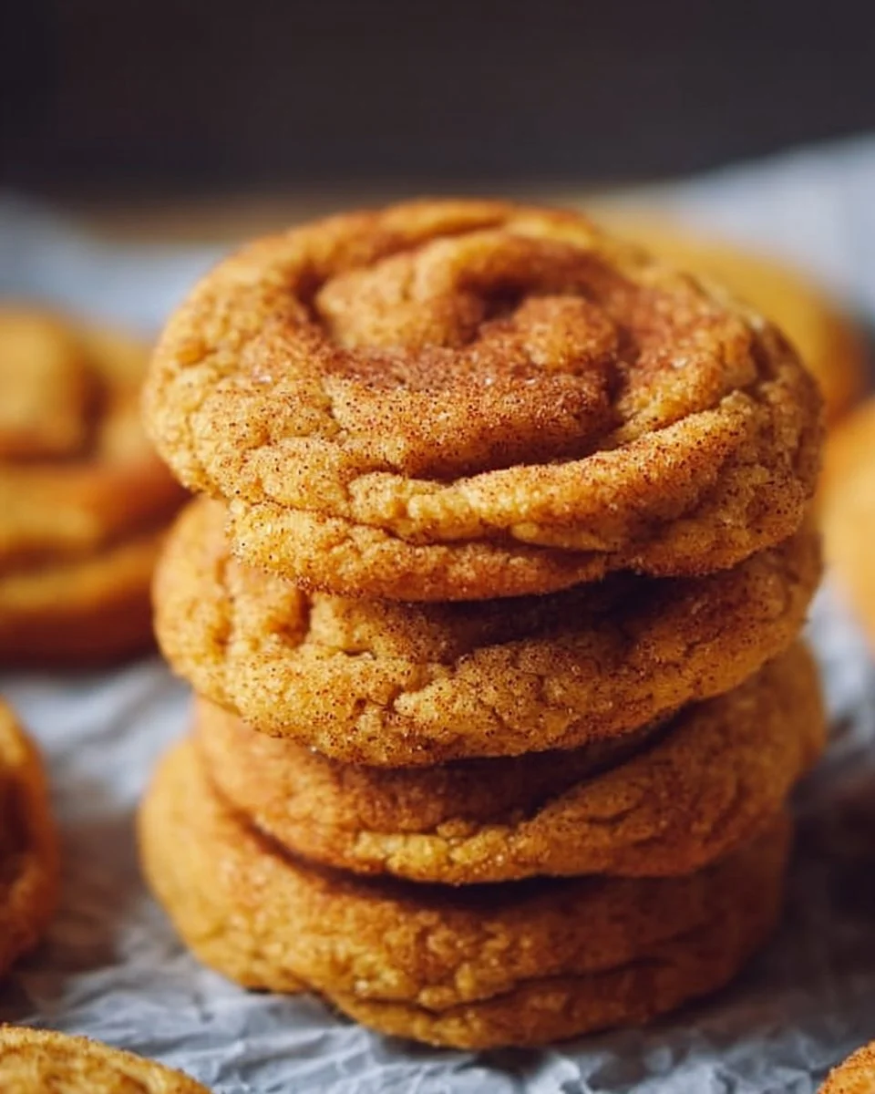 Freshly baked Pumpkindoodle Cookies with pumpkin spice and cinnamon sugar
