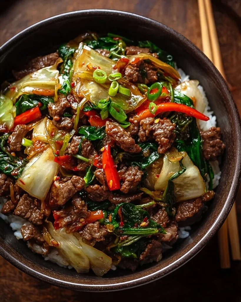 One-pan Chinese beef stir-fry ready for a quick meal.