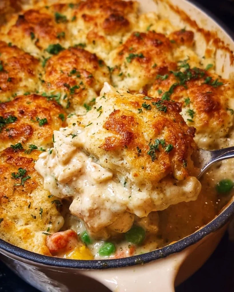 Delicious Red Lobster Biscuit Chicken Casserole prepared with creamy chicken and flaky biscuits.