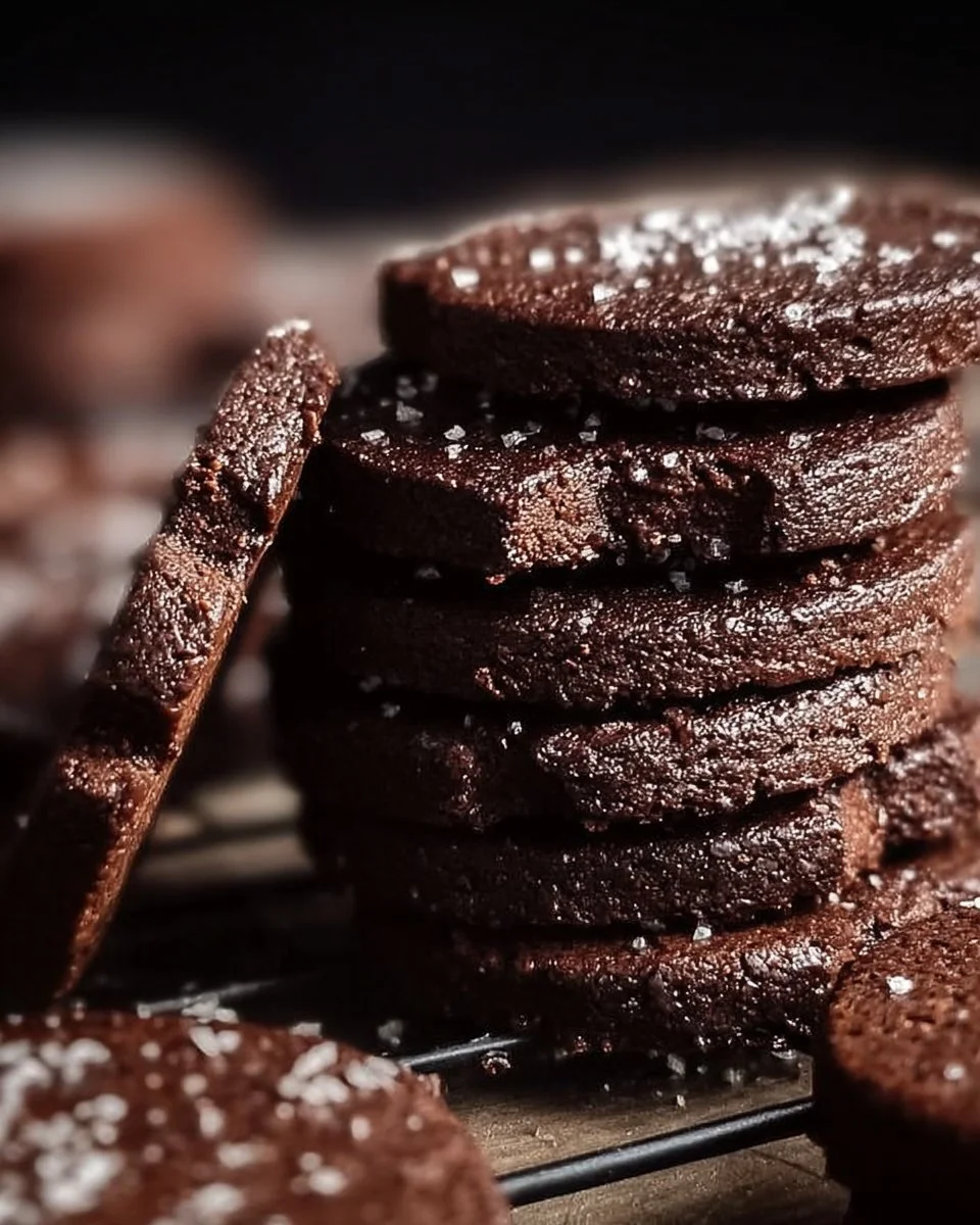 Delicious rich chocolate shortbread cookies on a plate