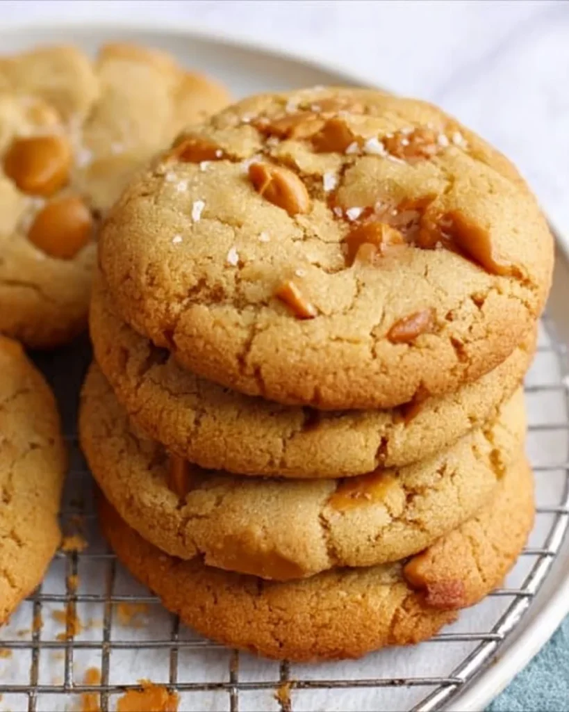 Delicious soft and chewy butterscotch cookies displayed on a rustic plate.