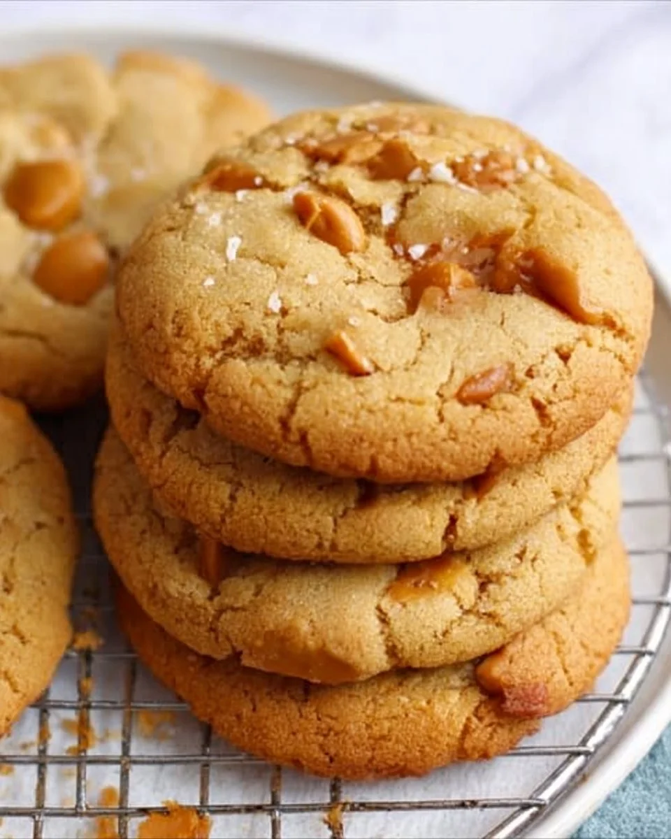 Delicious soft and chewy butterscotch cookies displayed on a rustic plate.
