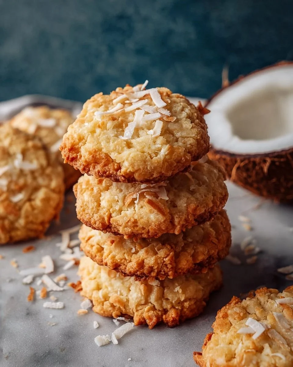 Soft and chewy coconut cookies fresh out of the oven
