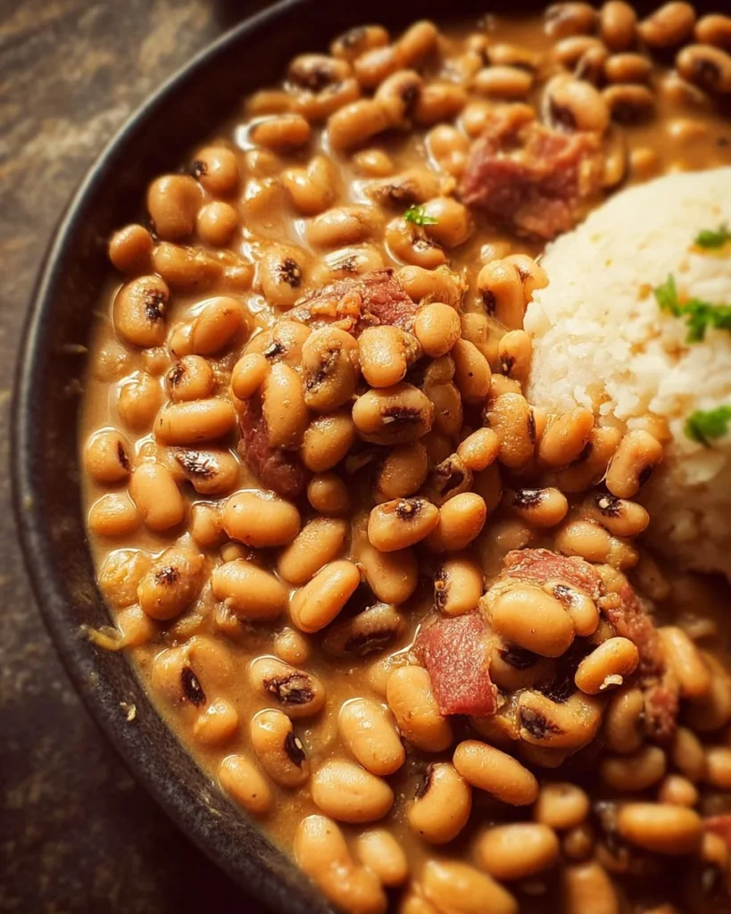 Southern Black Eyed Peas dish served in a rustic bowl