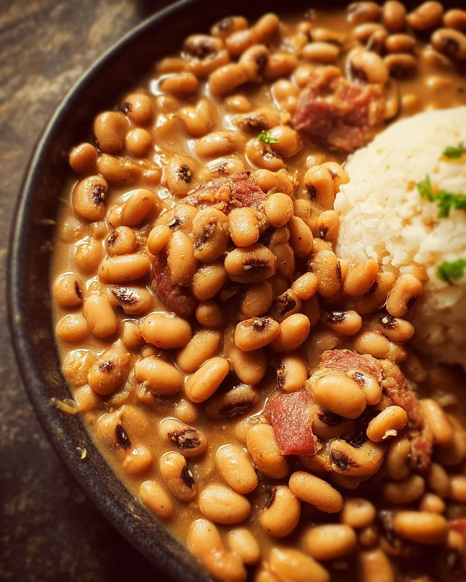 Southern Black Eyed Peas dish served in a rustic bowl