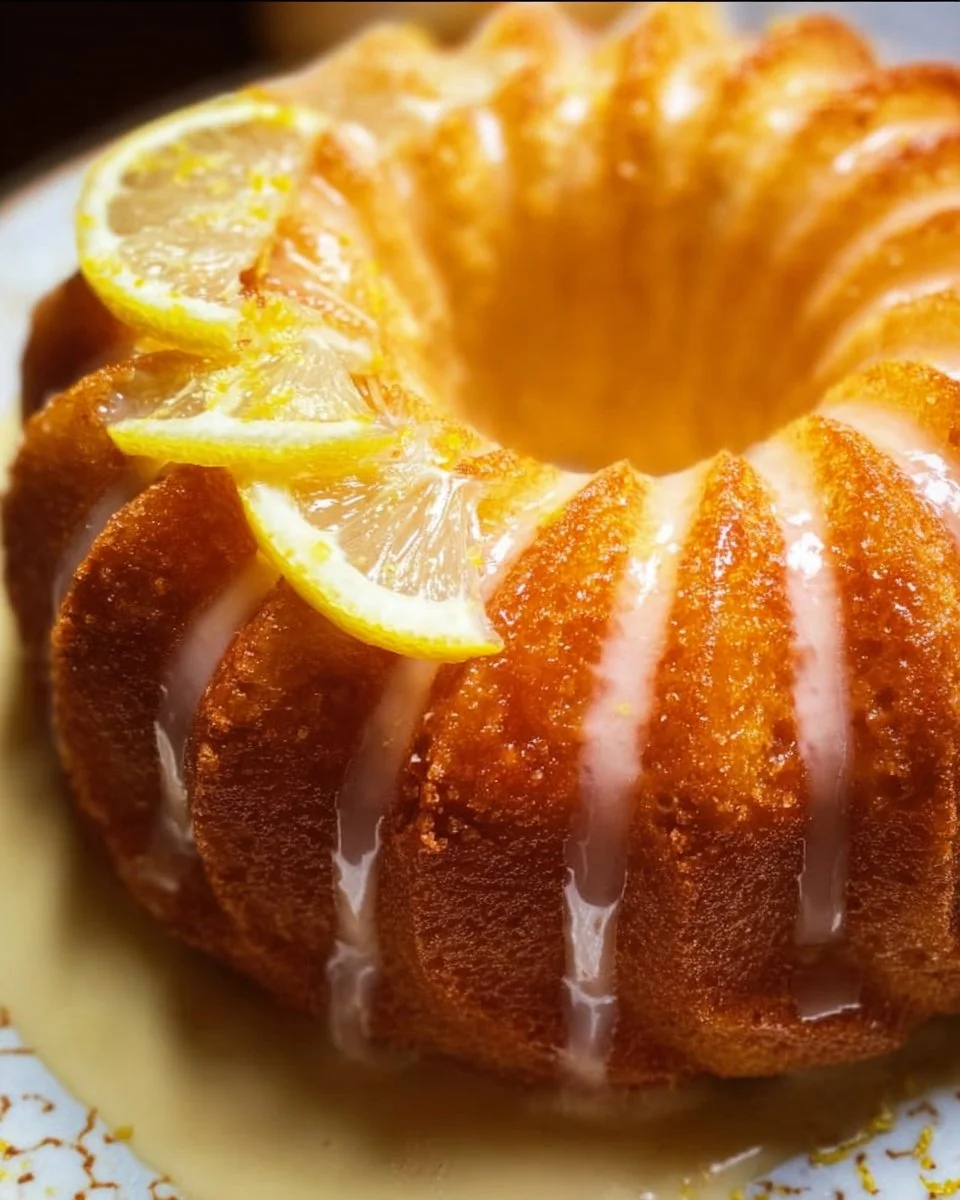Super moist lemon bundt cake with a glazed topping