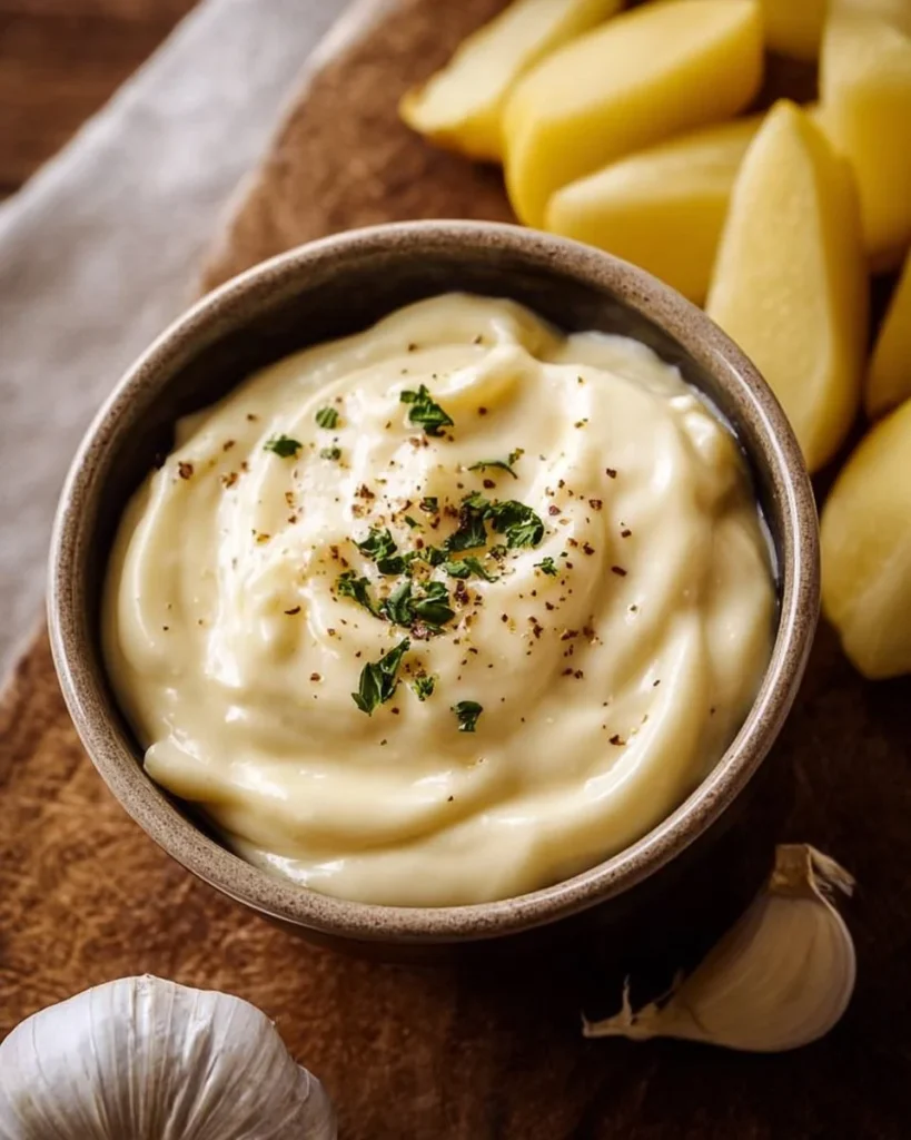 Delicious garlic aioli in a bowl, perfect for dipping and spreading