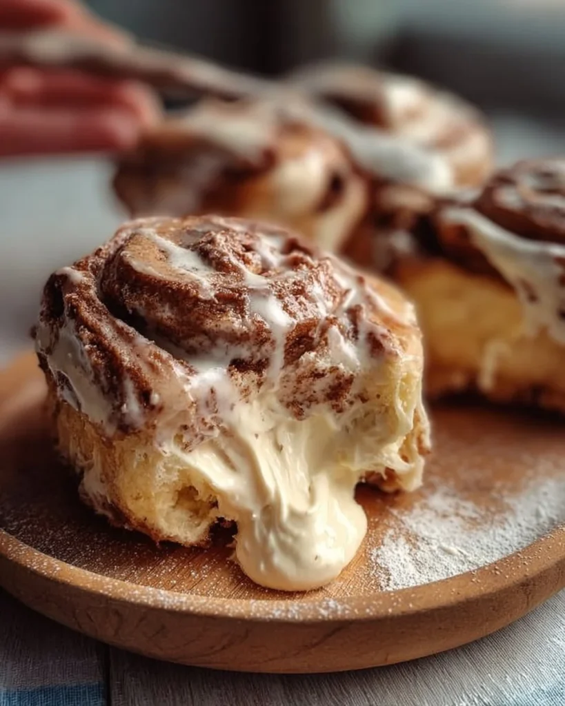 Three Milks Cinnamon Rolls garnished with rich cream and cinnamon spices