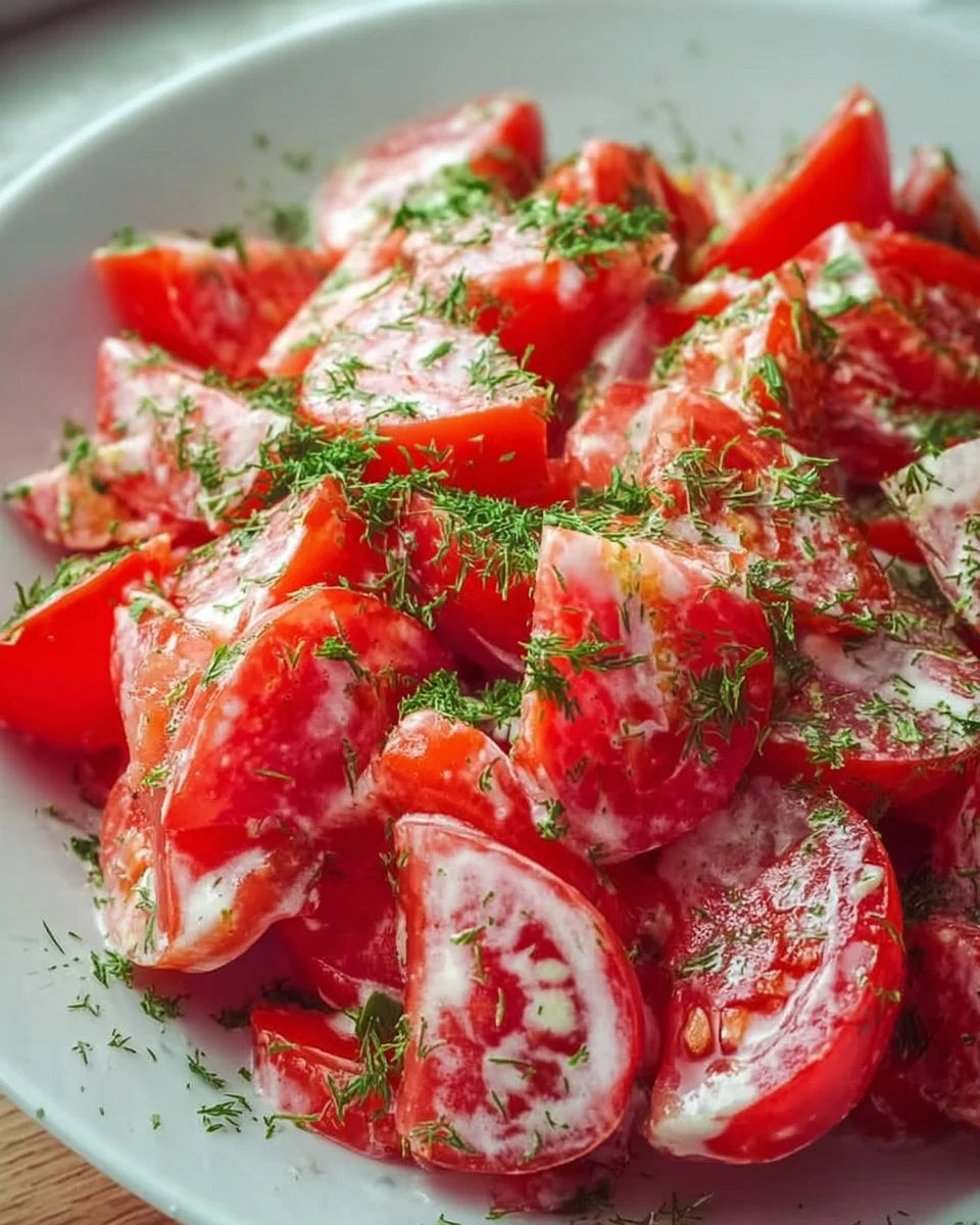 Fresh Tomato Garlic Salad with vibrant tomatoes and garlic dressing