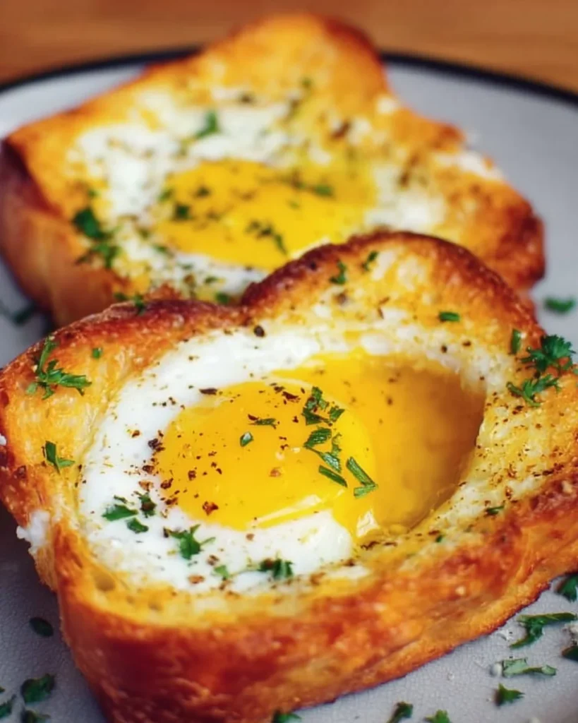 Delicious air fryer egg toast served on a plate for a tasty breakfast