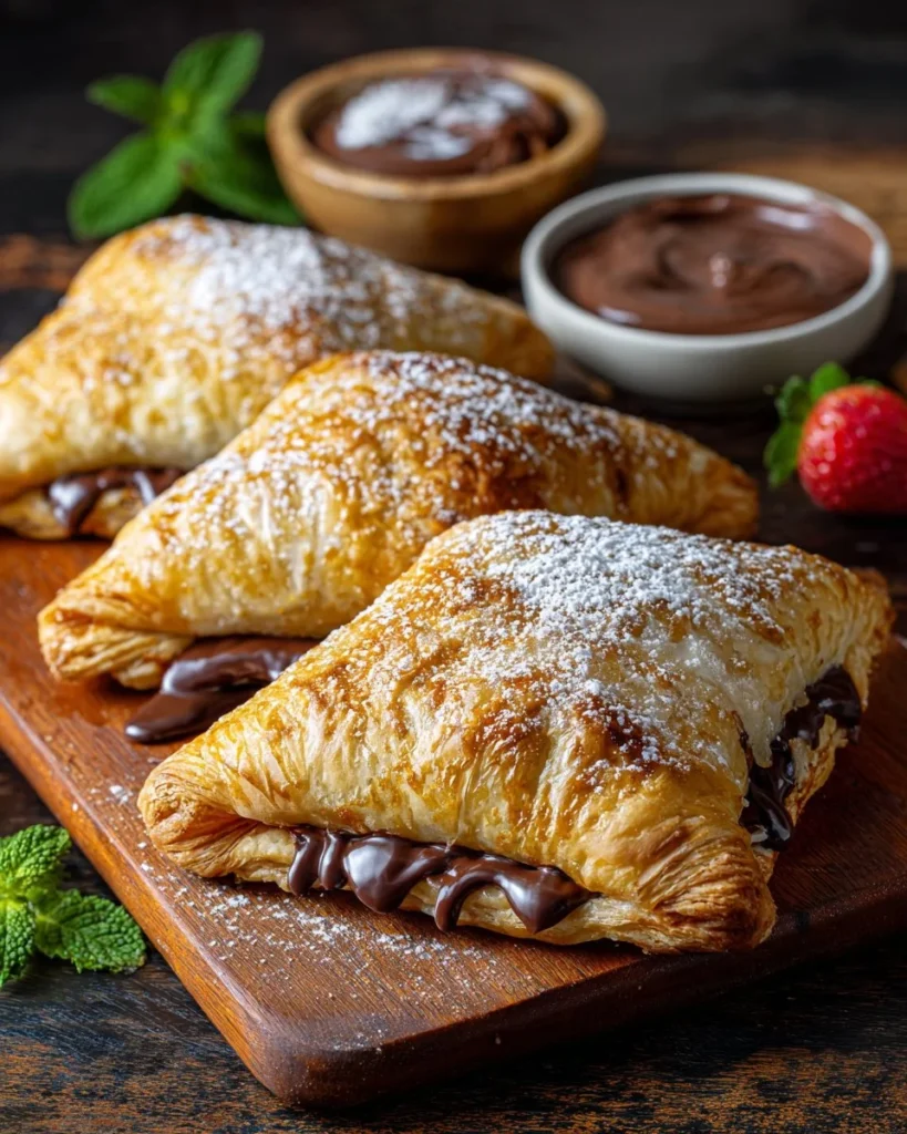 Baked Nutella turnover with a flaky crust and chocolate hazelnut filling