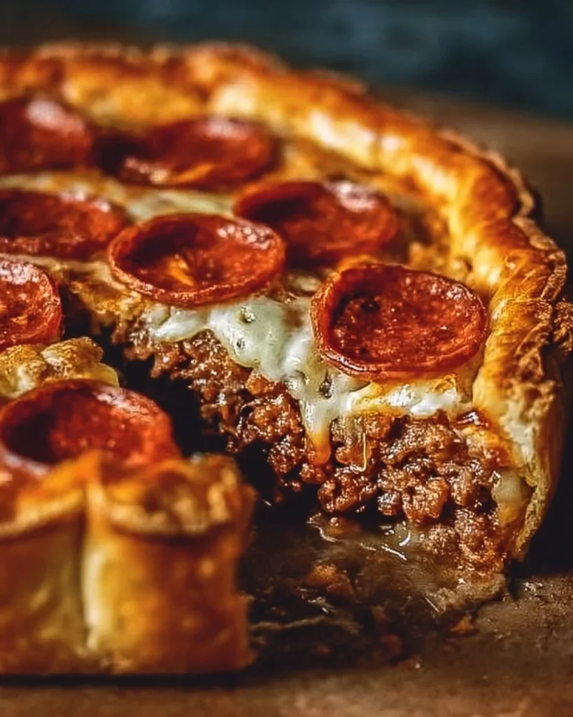 Halal beef sausage and beef pepperoni pie, a delicious and satisfying meal.
