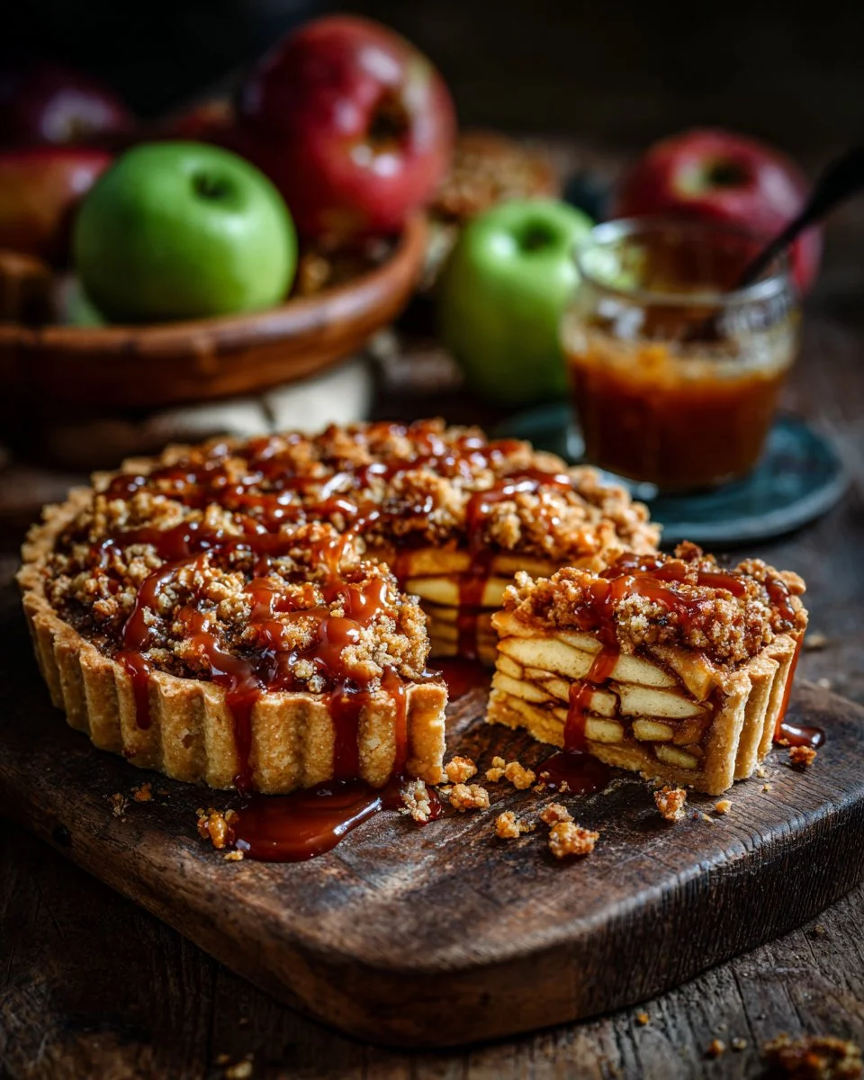 Caramel Apple Streusel Tart