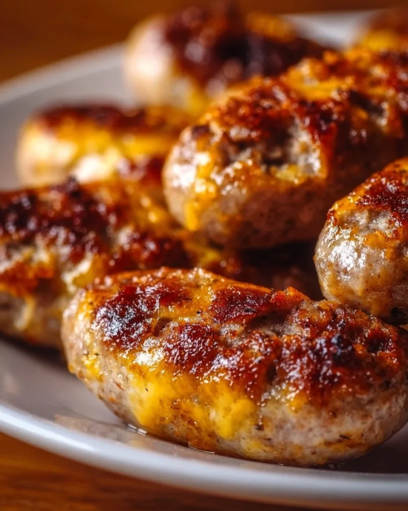 Delicious chicken sausage displayed on a cutting board with fresh herbs.